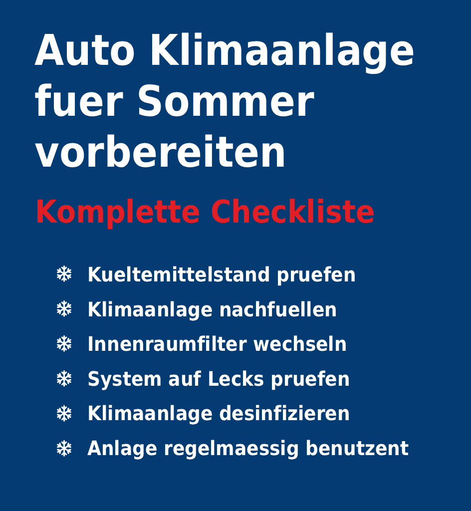 Auto Klimaanlage auf den Sommer vorbereiten - komplette Checkliste